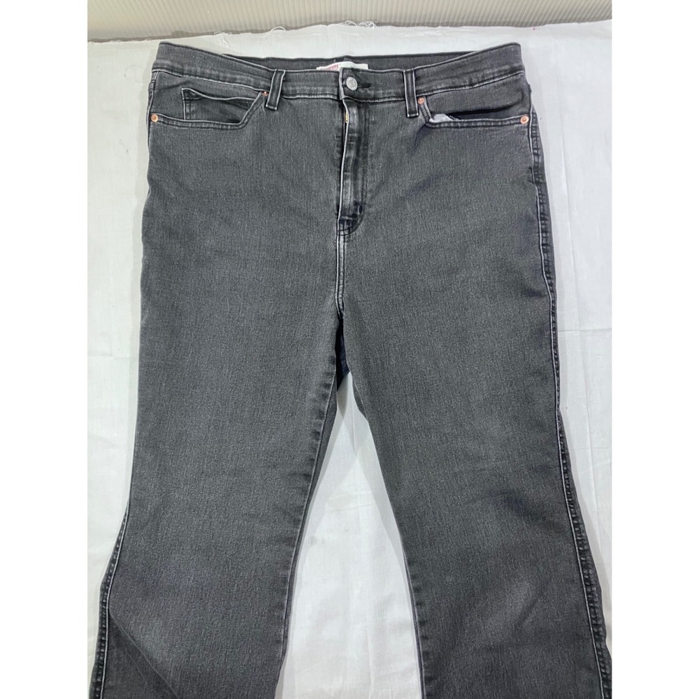 Levi Strauss Signature High Rise Flare Jeans Dark Wash Distressed Size 16 W33
